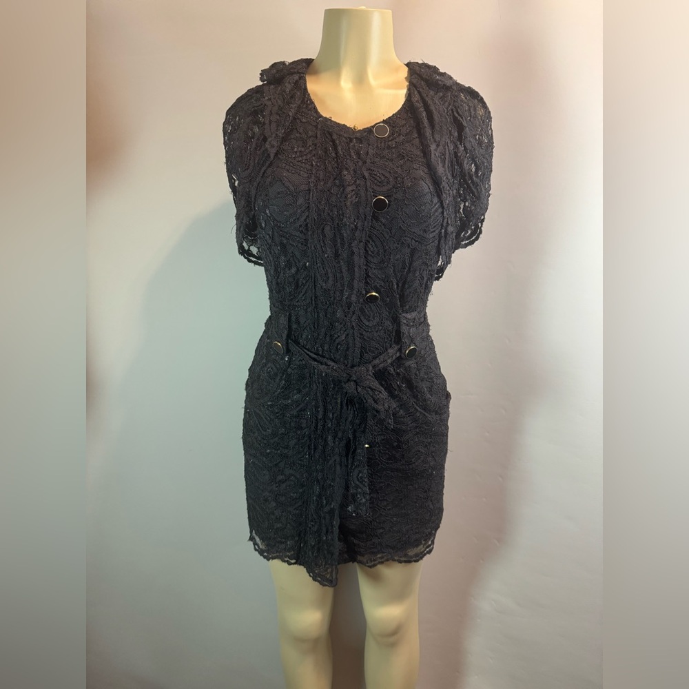 Leifsdottir Women’s Gothic Romantic Silk Black Paisley Mini Dress Pockets sz 0